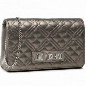 Borsa donna Love Moschino a spalla/ tracolla in ecopelle trapuntata argento BS23MO150 JC4079