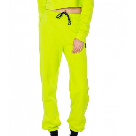 Pantalone in felpa Gaëlle con logo e fondo chiuso verde acido donna E21GE20