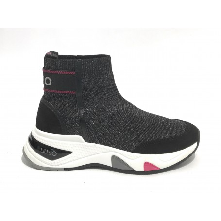 Scarpe donna sneaker calzino Liu-Jo Hoa 15 in suede/ tessuto nero D22LJ02 BF1023 TX196