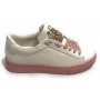 Scarpe donna sneaker Gold&gold ecopelle bianco/ rosa con strass DS20GG02
