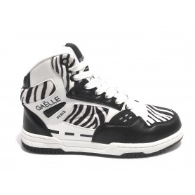 Scarpe donna Gaëlle sneaker alto vintage nero/ bianco/ zebra DS21GE10 GBDS2259