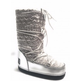 Scarpe donna snow boot Love Moschino yeti trapuntato satin silver D17MO22