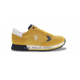 Scarpe U.S. Polo sneaker running Cleef 001A in pelle e nylon giallo US23UP11