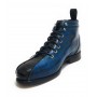 Scarpe uomo Harris polacchino in pelle blu cobalto/ stampa cocco marrone fondo calcetto U17HA129