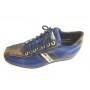 Scarpe uomo Harris sneaker blu lino saffiano tricolore fatte mano U16HA51
