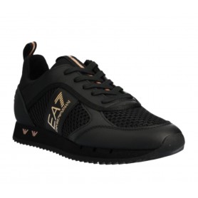 Sneaker EA7 Emporio Armani training ecosuede/ mesh black/ rose gold US23EA04 X8X027