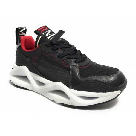 Sneaker running EA7 Emporio Armani training ecopelle/ tessuto nylon black/ red US23EA12 X8X143