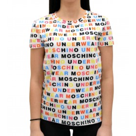 T shirt donna Moschino  bianco multilogo ES21MO28 A1929 9007 1001