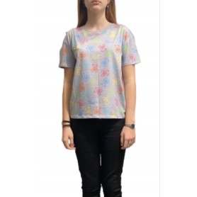 T shirt donna Moschino  grigio stampa multicolor ES21MO12 A1906