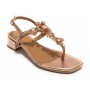 Scarpe donna  sandalo in pelle laminato rosa gold con strass DS23EL09 2223