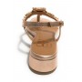 Scarpe donna  sandalo in pelle laminato rosa gold con strass DS23EL09 2223