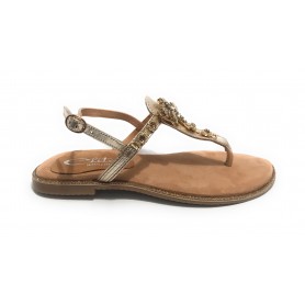 Scarpe donna  sandalo in pelle gold con strass DS23EL01 2214