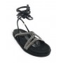Scarpe donna  sandalo in pelle nappa nero con strass DS23EL14 302