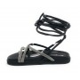 Scarpe donna  sandalo in pelle nappa nero con strass DS23EL14 302
