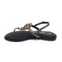 Scarpe donna  sandalo in pelle nero con strass DS23EL16 2214