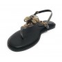 Scarpe donna  sandalo in pelle nero con strass DS23EL16 2214