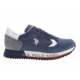 Scarpe U.S. Polo sneaker running Cleef 001A blu in pelle e nylon US23UP05