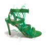 Scarpe donna sandalo in pelle verde tacco 9 DS23EL19