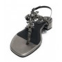 Scarpe donna  sandalo in pelle laminato gunsmoke con strass DS23EL11 2223