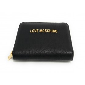 Portafoglio donna Love Moschino zip around small ecopelle nero A24MO07 JC5702