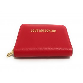Portafoglio donna Love Moschino zip around small ecopelle rosso A24MO08 JC5702