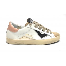 Scarpe donna 4B12 sneaker in pelle bianco/ beige/ rosa D24QB04 SUPRIME-DB95