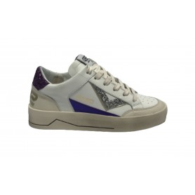 Scarpe donna 4B12 sneaker in pelle bianco/ viola D24QB11 KYLE-D841