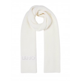 Sciarpa Liu Jo in maglia scarf with patch bianco lana C24LJ28 2F3040