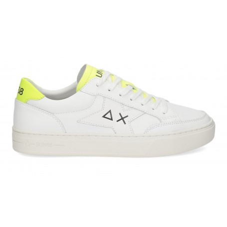 Sneaker Sun68 Skate in pelle bianco/ giallo fluo U24SU19 Z43125