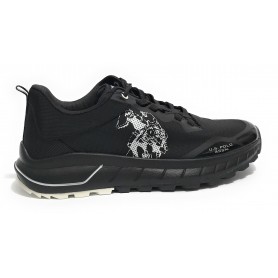 Scarpe U.S. Polo sneaker running Seth005 in ecopelle/ tessuto mesh black U24UP01
