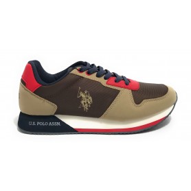 Scarpe U.S. Polo sneaker running Nobil011M ecosuede beige/ nylon brown uomo U24UP07