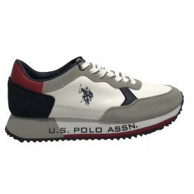 Scarpe U.S. Polo sneaker running Cleef 005M in pelle e suede white/ dark blue U24UP09