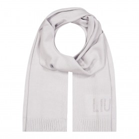 Sciarpa Liu Jo in maglia scarf logo grigio perla C24LJ37 2F3029