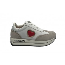 Scarpe Love Moschino sneaker in pelle/ scamosciato bianco DS24MO01 JA15064