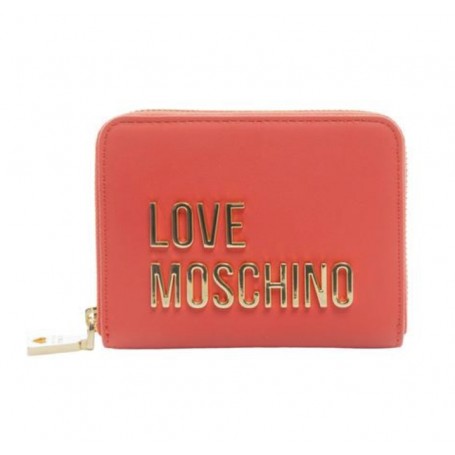 Portafoglio donna Love Moschino zip around medio ecopelle rosso logo gold AS24MO04 JC5613