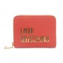 Portafoglio donna Love Moschino zip around medio ecopelle rosso logo gold AS24MO04 JC5613
