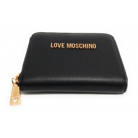 Portafoglio donna Love Moschino zip around small ecopelle nero AS24MO15 JC5702