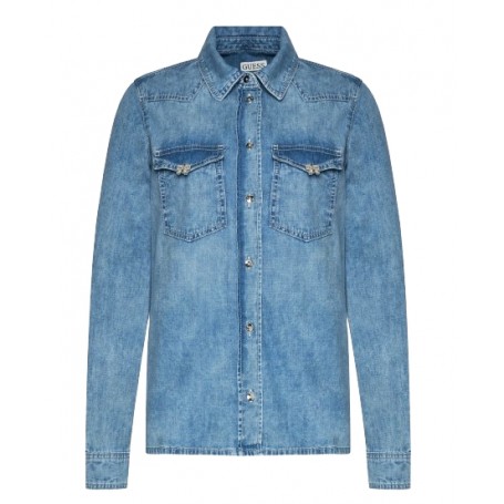 Camicia jeans donna Guess Riky l/s shirt regular fit blu ES24GU04 W4RH75D59K1