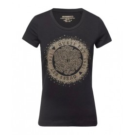T-shirt donna Guess con logo strass nero ES24GU44 W4RI47J1314