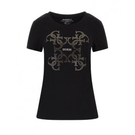 T-shirt donna Guess stretch con logo strass black ES24GU38 W4RI35J1314