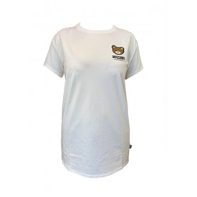 Maxi t-shirt donna Moschino bianco con stampa bear ES24MO04 V6A0790 4410 0001