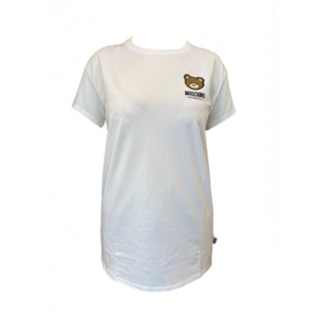 Maxi t-shirt donna Moschino bianco con stampa bear ES24MO04 V6A0790 4410 0001