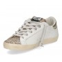 Scarpe donna 4B12 sneaker in pelle bianco/glitter platino DS24QB09 SUPRIME-DBS227