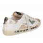 Scarpe donna 4B12 sneaker in pelle bianco/glitter platino DS24QB09 SUPRIME-DBS227
