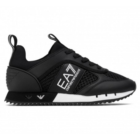 Sneaker EA7 Emporio Armani training ecosuede/ mesh black/ white unisex US24EA09 X8X027