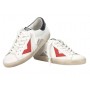 Scarpa Uomo 4B12 Sneakers in pelle bianco/ nero/ rosso US24QB09 SUPRIME-UB125