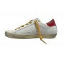 Scarpa Uomo 4B12 Sneakers in pelle bianco/ rosso/ bluette US24QB08 SUPRIME-UB123