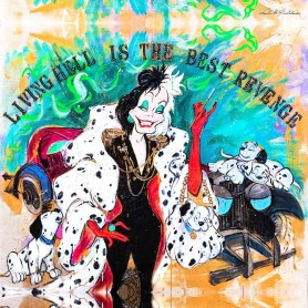 Cruella Revenge - Pregiato Foulard Unisex Colorato Firmato - 140X140 cm - by Ludmilla Radchenko