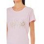 T shirt donna Liu Jo con logo in strass rosa ES24LJ06 TA4246 JS003