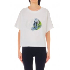 T shirt donna Liu Jo con logo in strass bianco avorio ES24LJ10 TA4174 JS003